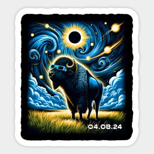 Bison Eclipse Adventure: Majestic Tee for Wildlife Enthusiasts Sticker